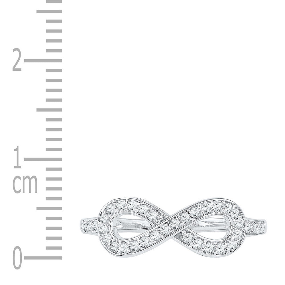 10kt White Gold Womens Round Pave-set Diamond Infinity Ring 1/5 Cttw