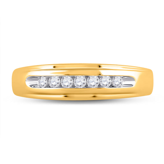 10kt Yellow Gold Mens Round Diamond Wedding Channel Set Band Ring 1/4 Cttw