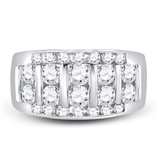 14kt White Gold Mens Round Diamond Wedding Channel Set Band Ring 2.00 Cttw