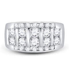 14kt White Gold Mens Round Diamond Wedding Channel Set Band Ring 2.00 Cttw