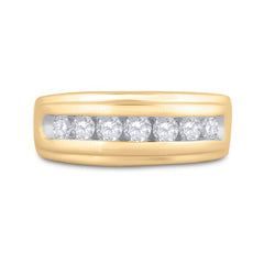 10kt Yellow Gold Mens Round Diamond Wedding Channel-Set Band Ring 7/8 Cttw