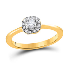 10kt Yellow Gold Womens Round Diamond Solitaire Halo Bridal Wedding Engagement Ring 1/4 Cttw