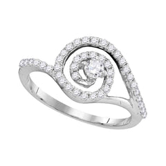 10kt White Gold Womens Round Diamond Solitaire Swirl Bridal Wedding Engagement Ring 1/2 Cttw