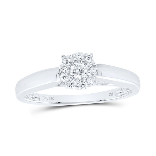 10kt White Gold Womens Round Diamond Solitaire Bridal Wedding Engagement Ring 1/5 Cttw