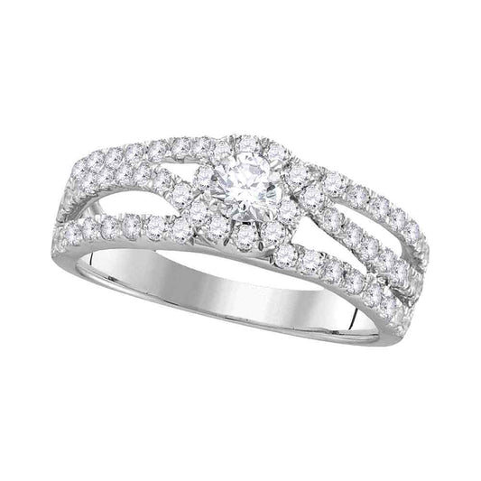 14kt White Gold Womens Round Diamond Solitaire Open Bridal Wedding Engagement Ring 1.00 Cttw