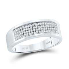 10kt White Gold Mens Round Diamond Wedding Band Ring 1/4 Cttw