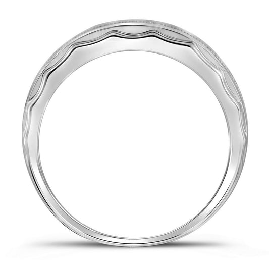 Sterling Silver Mens Round Diamond Wedding Band Ring 1/5 Cttw