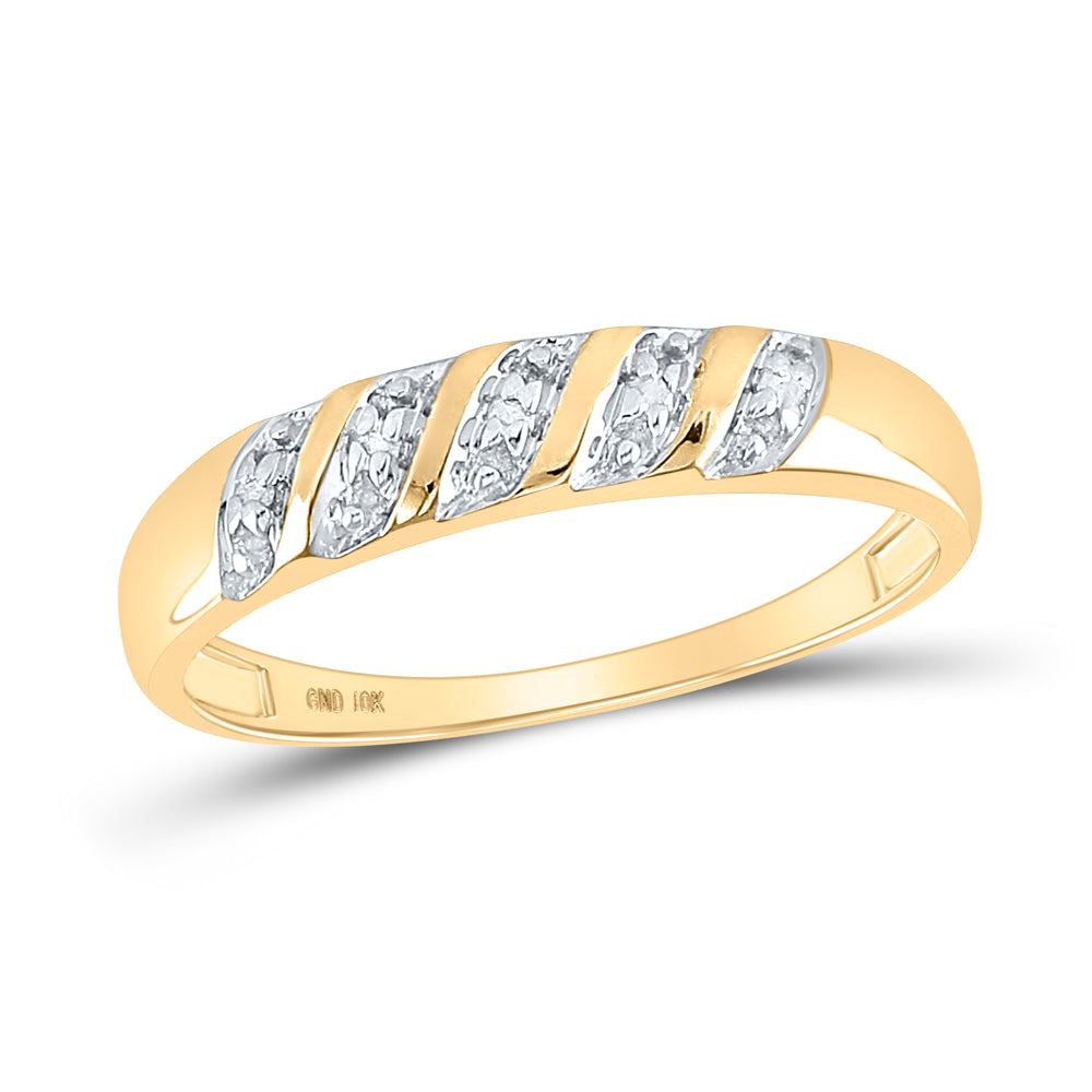 10kt Yellow Gold His Hers Round Diamond Solitaire Matching Bridal Wedding Ring Band Set 1/20 Cttw