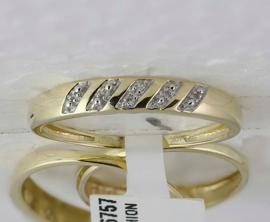 10kt Yellow Gold His & Hers Round Diamond Cluster Matching Bridal Wedding Ring Band Set 1/8 Cttw