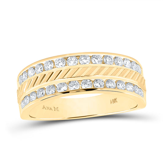 14kt Yellow Gold Mens Round Diamond Machine-Set Wedding Band Ring 1.00 Cttw