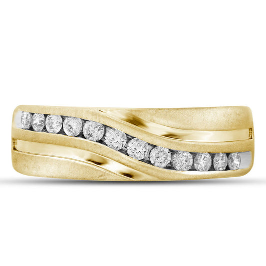 10kt Yellow Gold Mens Round Diamond Wedding Band Ring 1.00 Cttw