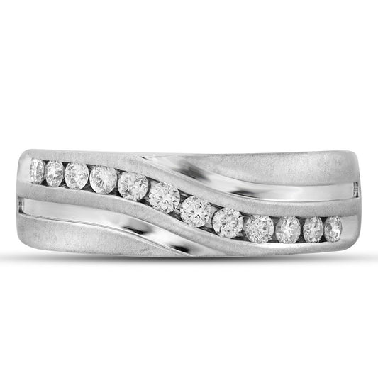 10kt White Gold Mens Round Diamond Wedding Band Ring 1.00 Cttw