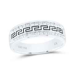 14k White Gold Mens Round Diamond Grecco Wedding Anniversary Band 1/2 Cttw