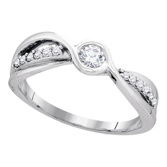 10kt White Gold Womens Round Diamond Solitaire Bridal Wedding Engagement Ring 1/3 Cttw