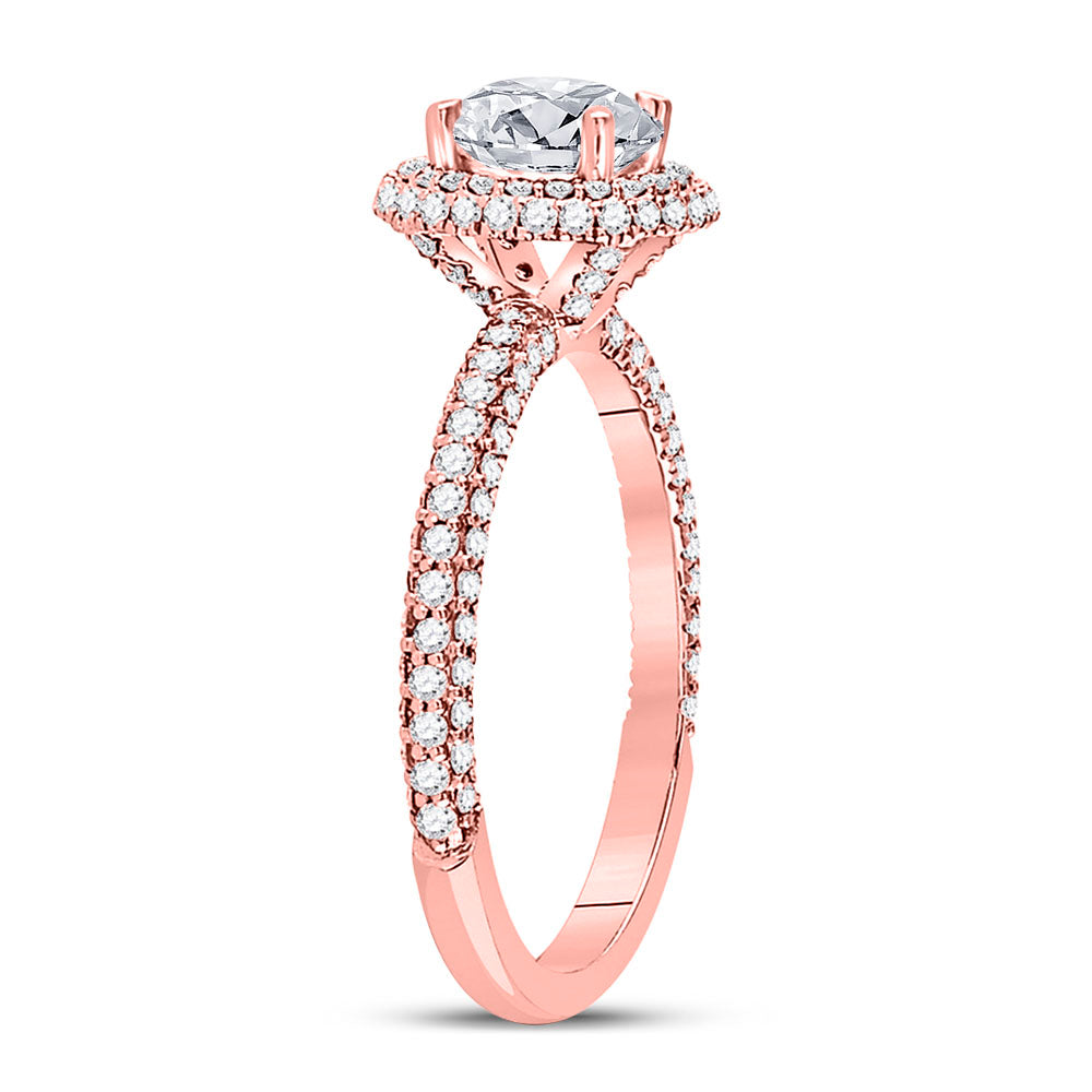 14kt Rose Gold Womens Round Diamond Solitaire Bridal Wedding Engagement Ring 1-5/8 Cttw (Certified)