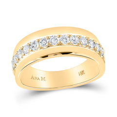 14kt Yellow Gold Mens Machine Set Round Diamond Wedding Band Ring 3/4 Cttw