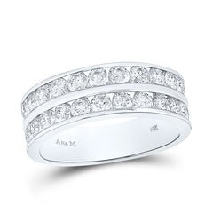 14kt White Gold Mens Round Diamond Double Row Wedding Band Ring 2.00 Cttw