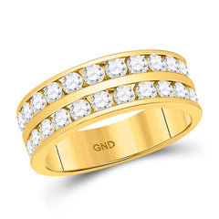 14kt Yellow Gold Mens Round Diamond Double Row Wedding Band Ring 2.00 Cttw