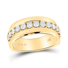 14kt Yellow Gold Mens Machine Set Round Diamond Wedding Band Ring 1.00 Cttw