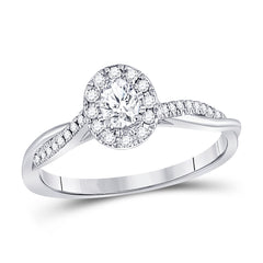 14kt White Gold Womens Oval Diamond Solitaire Bridal Wedding Engagement Ring 1/3 Cttw (Certified)