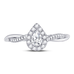 14kt White Gold Womens Pear Diamond Solitaire Bridal Wedding Engagement Ring 1/3 Cttw (Certified)