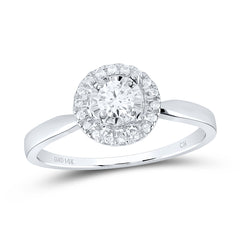 14kt White Gold Womens Round Diamond Halo Bridal Wedding Engagement Ring 1/3 Cttw (Certified)