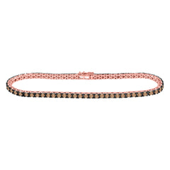 14kt Rose Gold Womens Round Brown Diamond Tennis Bracelet 3-1/3 Cttw