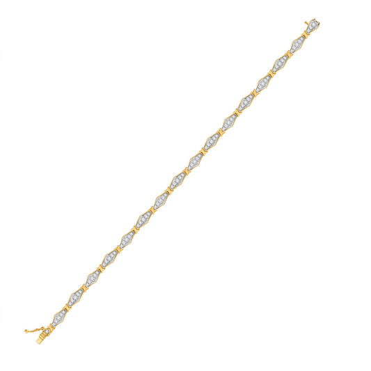 10kt Yellow Gold Womens Round Diamond Link Fashion Bracelet 1.00 Cttw