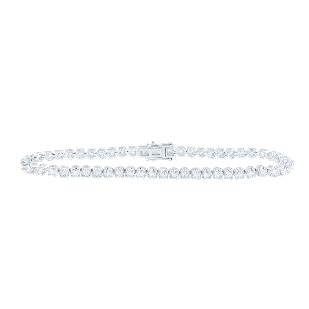 14kt White Gold Womens Round Diamond Timeless Tennis Bracelet 3.00 Cttw