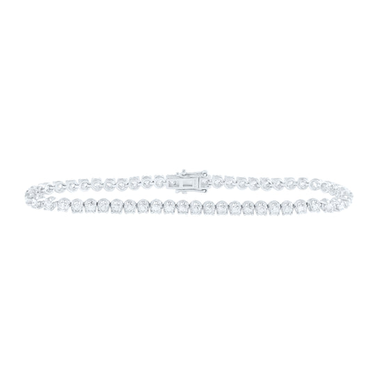 14kt White Gold Womens Round Diamond Timeless Tennis Bracelet 3.00 Cttw