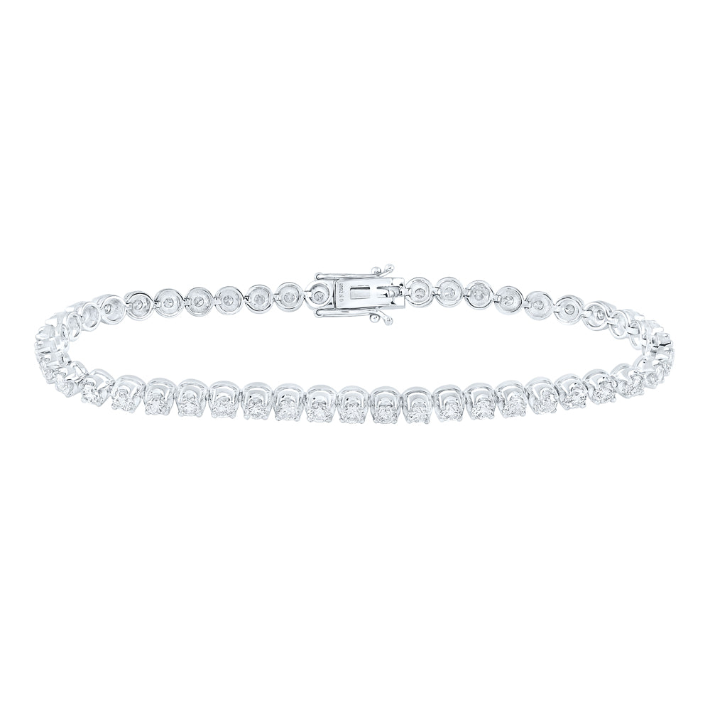 14kt White Gold Womens Round Diamond Classic Tennis Bracelet 4.00 Cttw