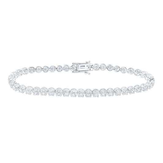 14kt White Gold Womens Round Diamond Classic Tennis Bracelet 4.00 Cttw