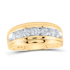 14kt Yellow Gold Mens Round Diamond Wedding Channel-Set Band Ring 1.00 Cttw