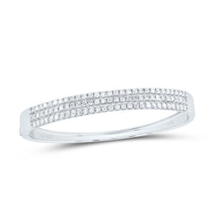 14kt White Gold Womens Round Diamond 3-Row Bangle Bracelet 3.00 Cttw