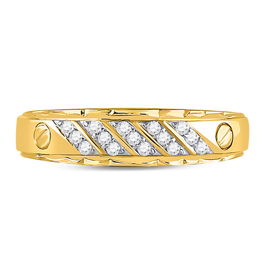 10kt Yellow Gold Mens Round Diamond Wedding Band Ring 1/5 Cttw