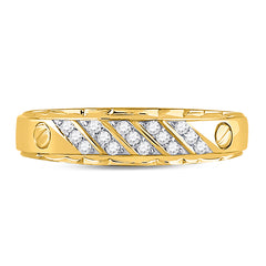 10kt Yellow Gold Mens Round Diamond Wedding Band Ring 1/5 Cttw