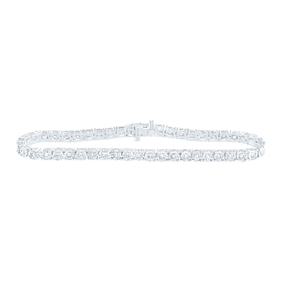 10kt White Gold Womens Round Diamond Classic Tennis Bracelet 1/12 Cttw