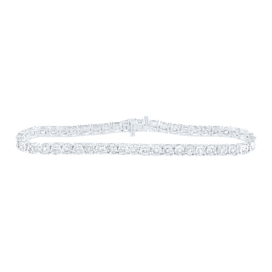 10kt White Gold Womens Round Diamond Classic Tennis Bracelet 1/12 Cttw