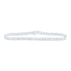 10kt White Gold Womens Round Diamond Classic Tennis Bracelet 1/12 Cttw