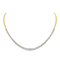 14kt Yellow Gold Womens Round Diamond Tennis Fashion Cluster Necklace 2-1/3 Cttw