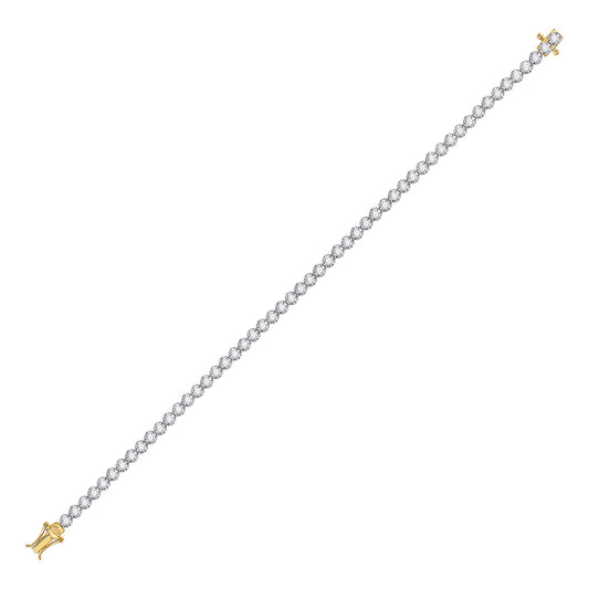 14kt Yellow Gold Womens Round Diamond Classic Tennis Bracelet 1.00 Cttw