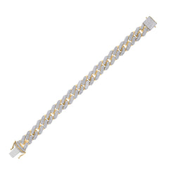 10kt Yellow Gold Mens Round Diamond Cuban Fashion Bracelet 9.00 Cttw