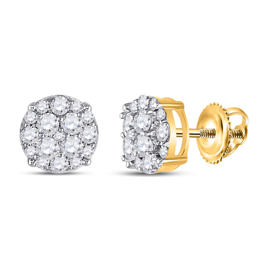 10kt Yellow Gold Womens Round Diamond Fashion Stud Earrings 1/2 Cttw