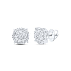 10kt White Gold Womens Round Diamond Fashion Cluster Earrings 1/2 Cttw