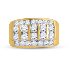 14kt Yellow Gold Mens Round Diamond Wedding Channel-Set Band Ring 3.00 Cttw