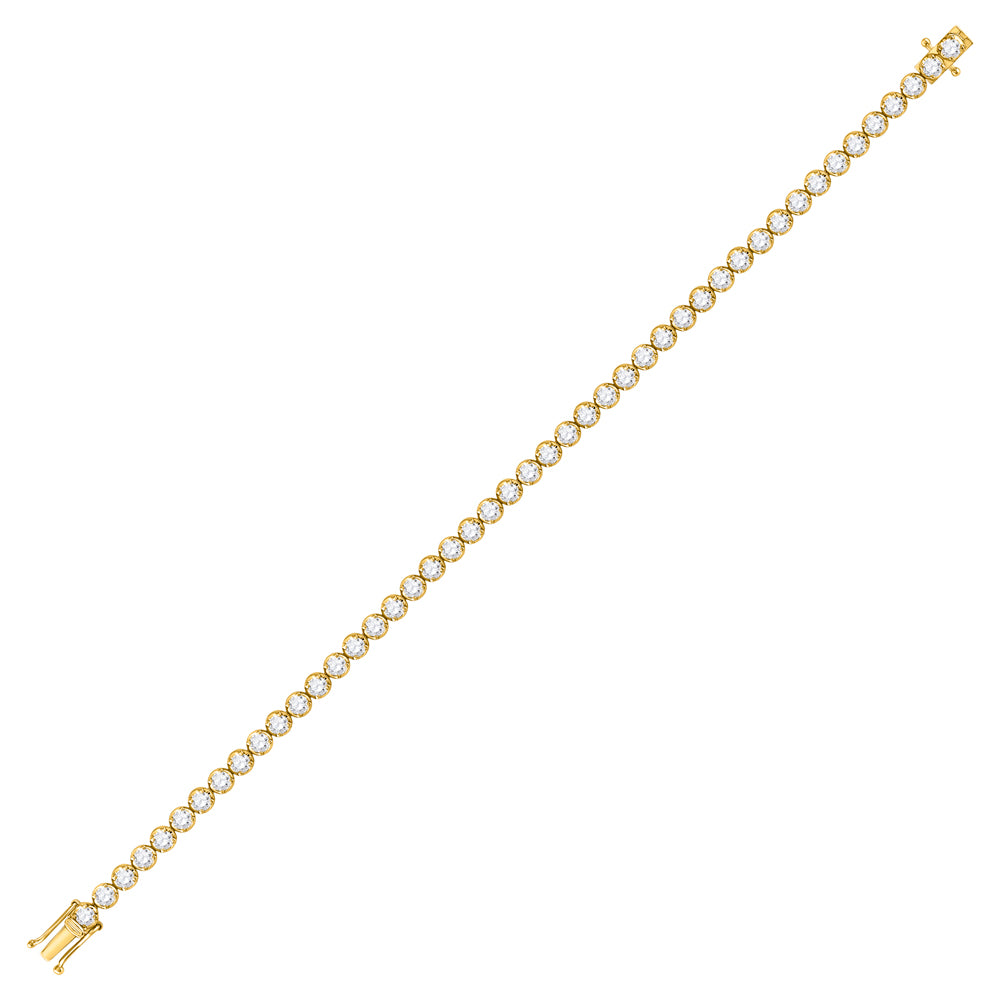 14kt Yellow Gold Womens Round Diamond Classic Tennis Bracelet 4.00 Cttw