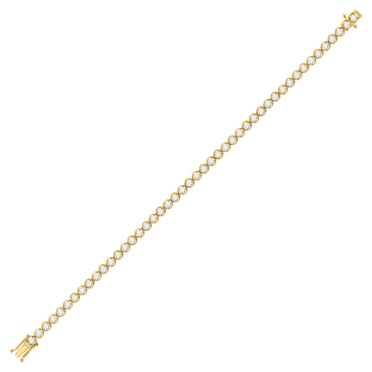 14kt Yellow Gold Womens Round Diamond Classic Tennis Bracelet 4.00 Cttw