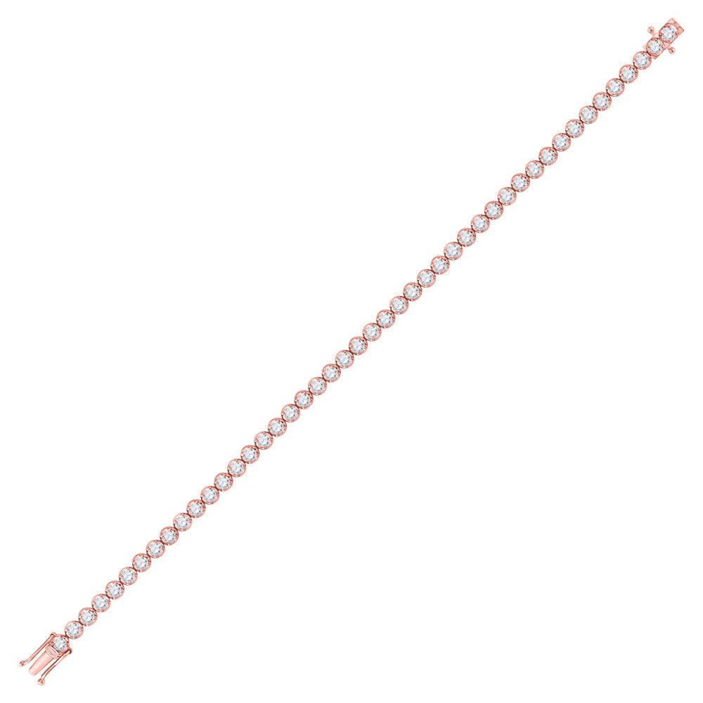 14kt Rose Gold Womens Round Diamond Classic Tennis Bracelet 4.00 Cttw