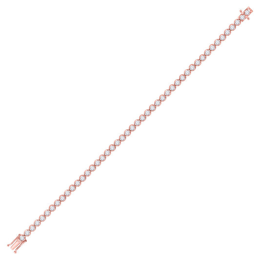 14kt Rose Gold Womens Round Diamond Classic Tennis Bracelet 4.00 Cttw