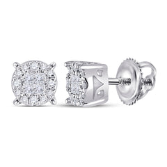 14kt White Gold Womens Princess Diamond Fashion Cluster Earrings 1/6 Cttw